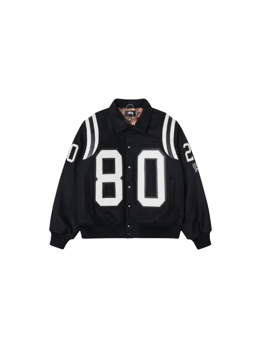 Stussy 80 Wool Varsity Jacket Black/White