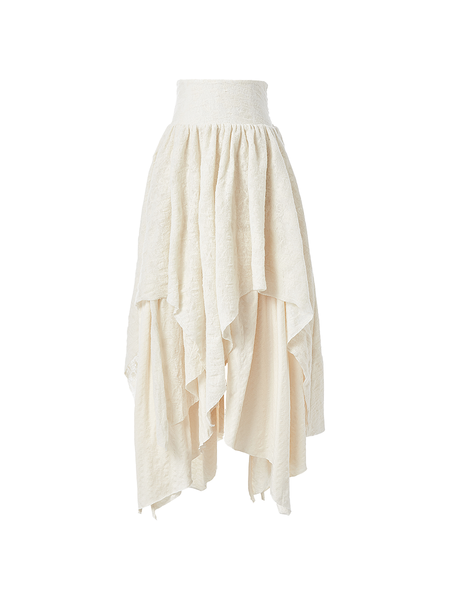Elywood Wool Shredded Patchwork Skirt