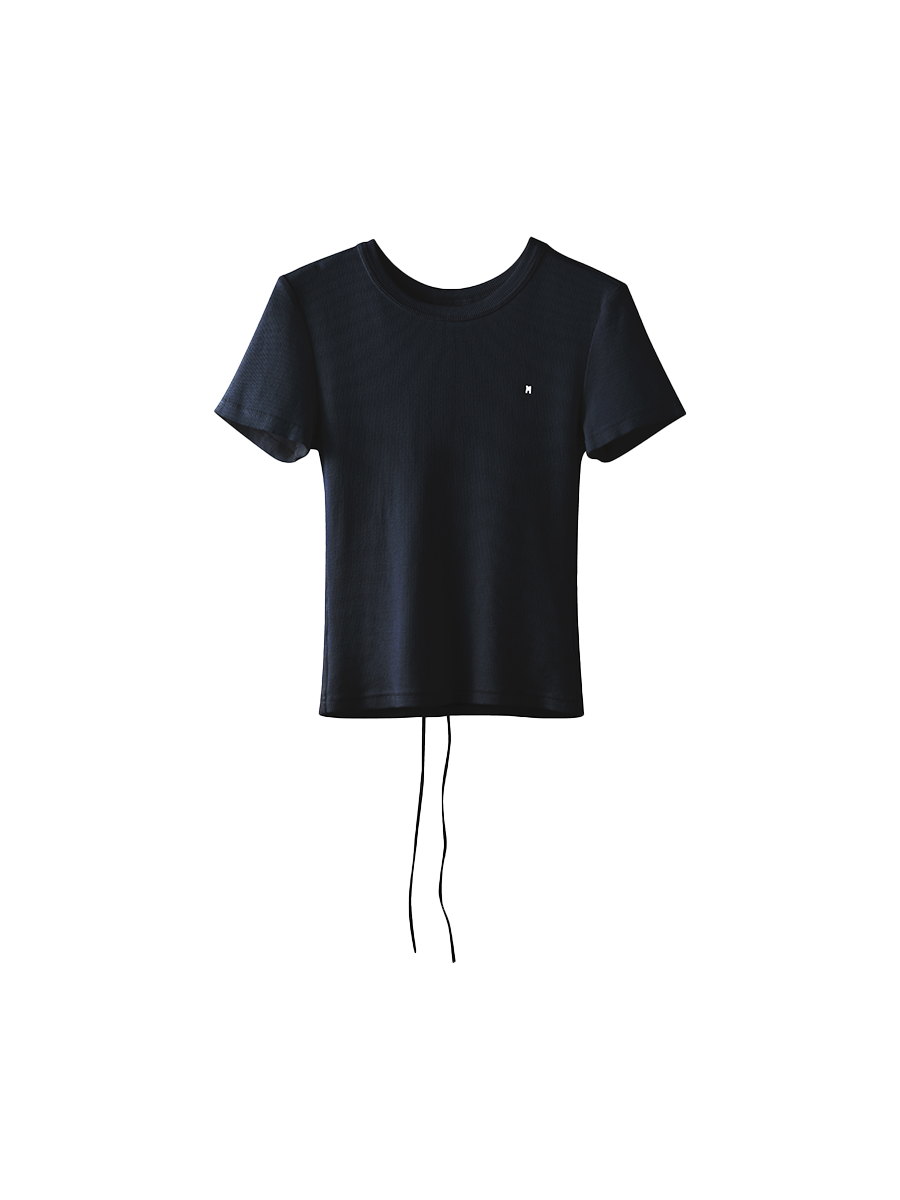 Markgong Rib Knitted T-shirt - Black