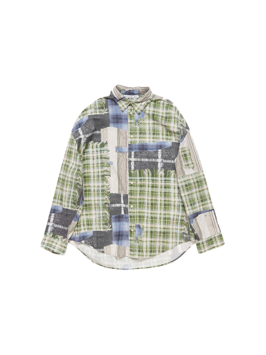 Acne Studios Print Button-Up Shirt Green Multi