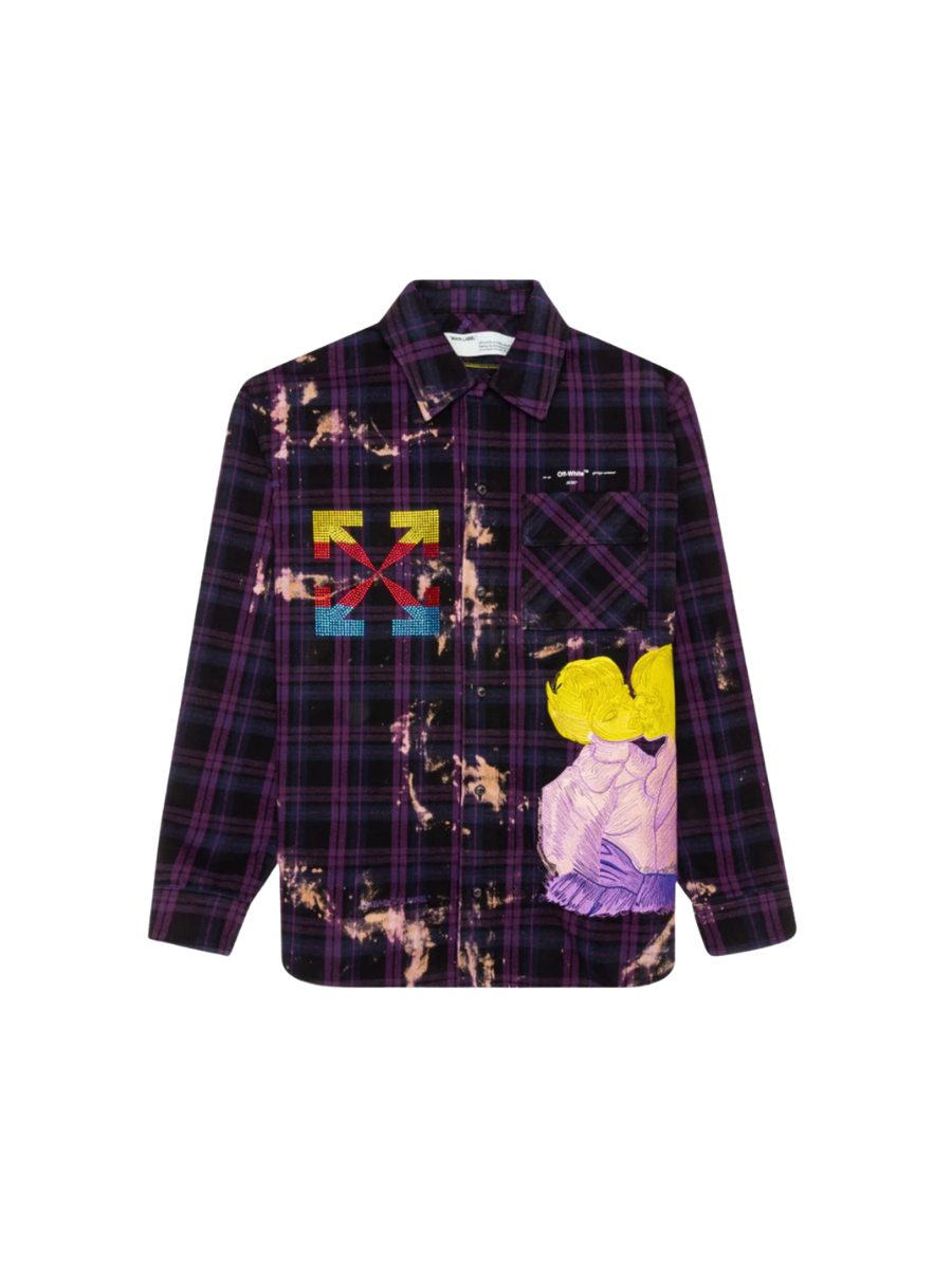 Off-White EV Flannel Check Shirt Violet Multicolour