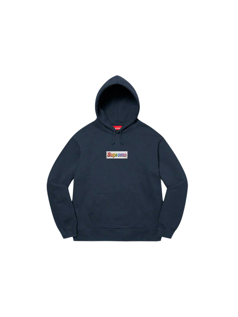 Supreme Bling Box Logo Hooded Sweatshirt Navy