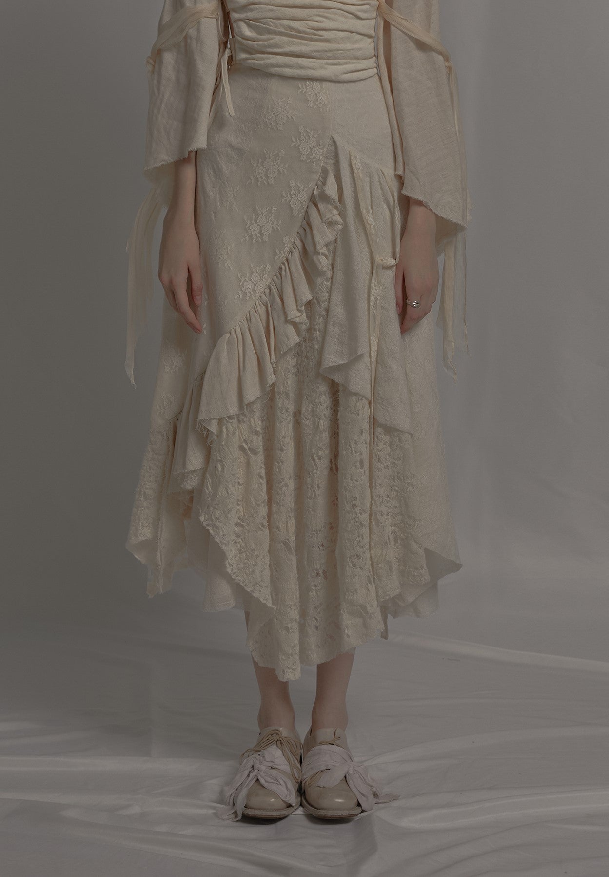 Elywood Lace Patchwork Shredded Skirt