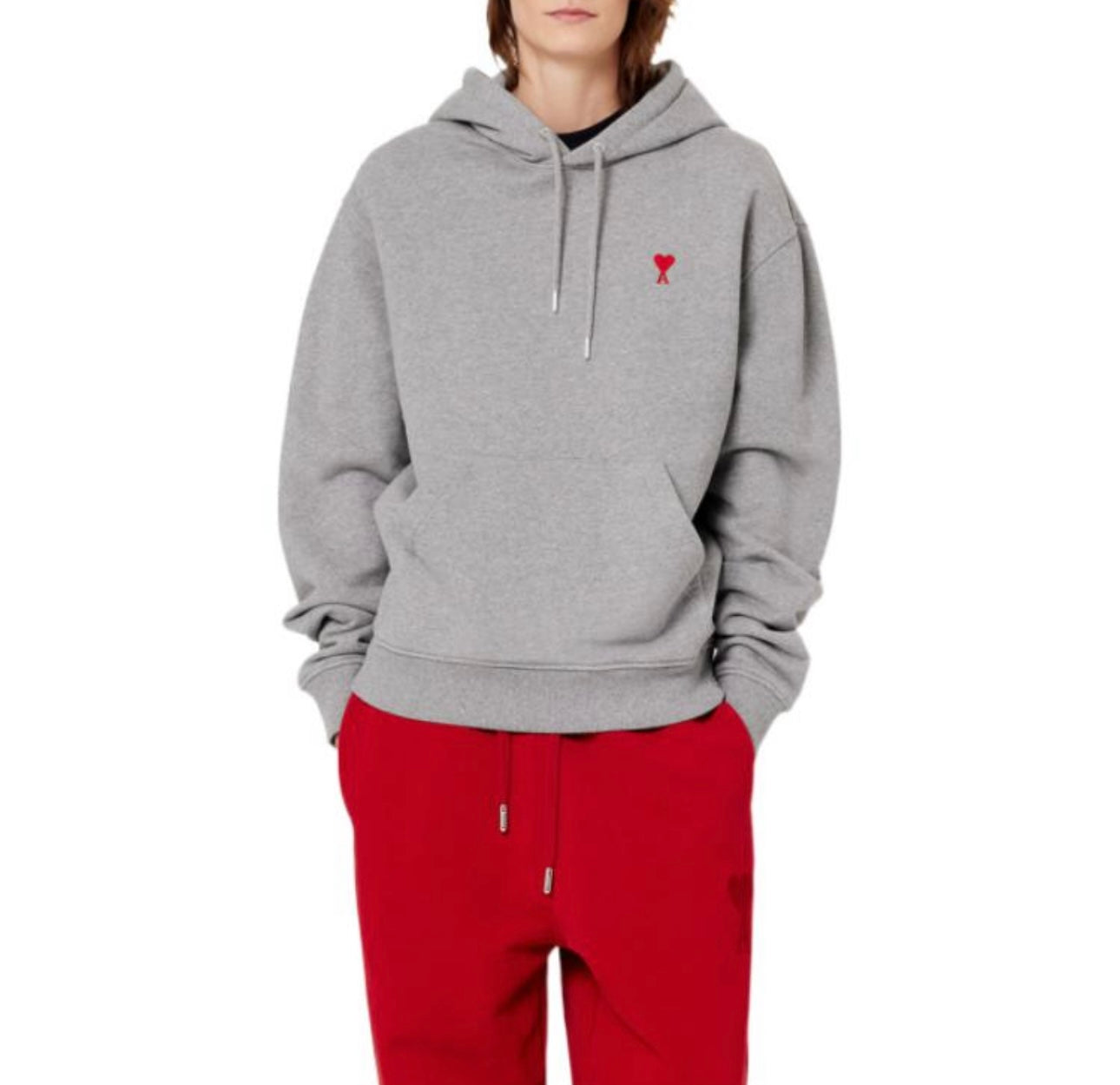 AMI Gray Ami De Cœur Hooded Sweatshirt