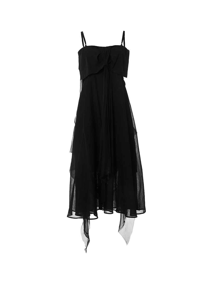 Elywood Black Long Mesh Tube Dress