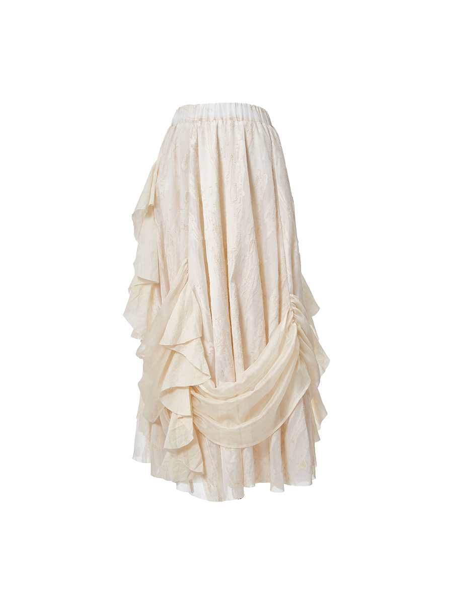 Elywood White Pleated Decor Skirt