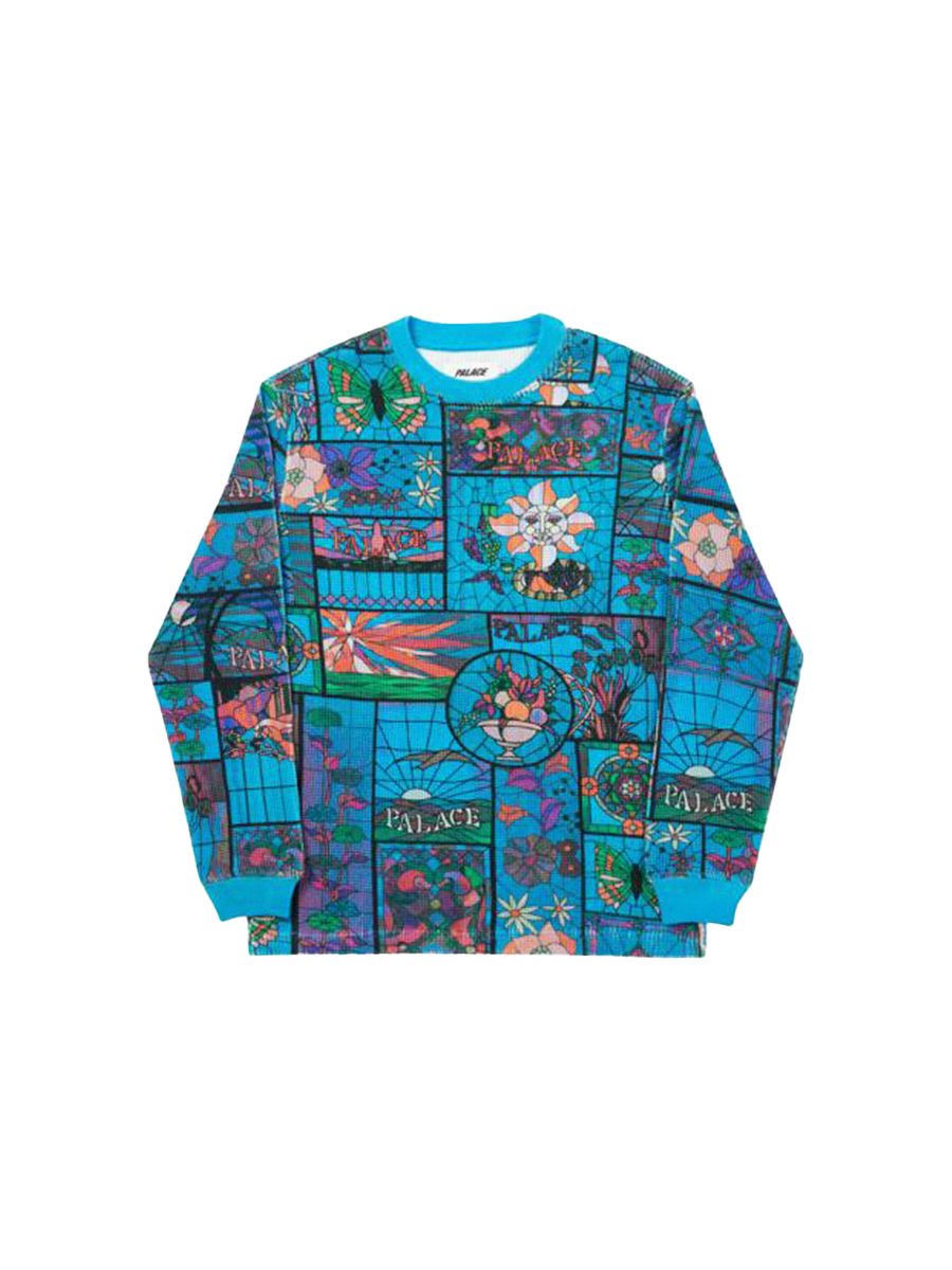 Palace Muchas Grassias Waffle Sweatshirt Blue