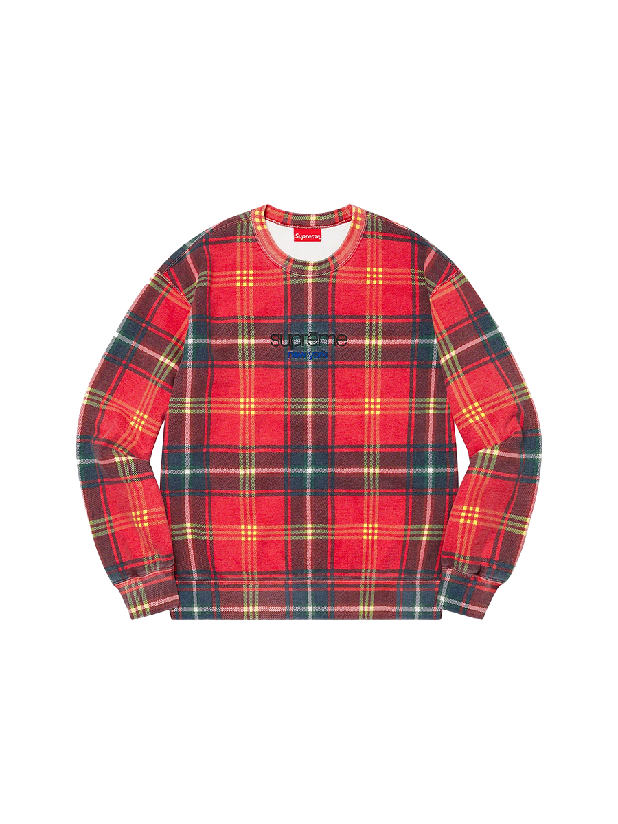 Supreme Plaid Crewneck L/S Shirt Red