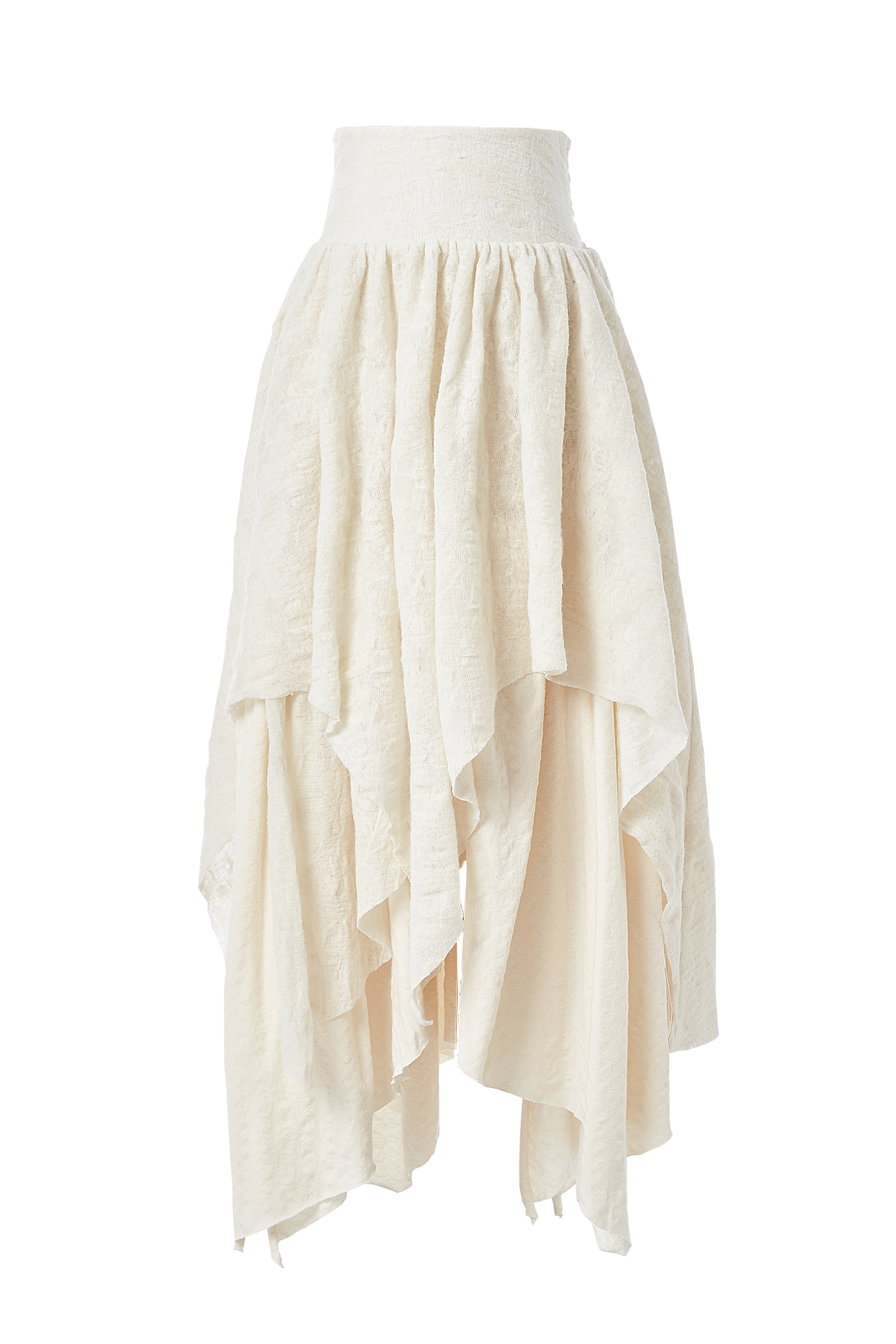 Elywood White Wool Broken Patchwork Skirt