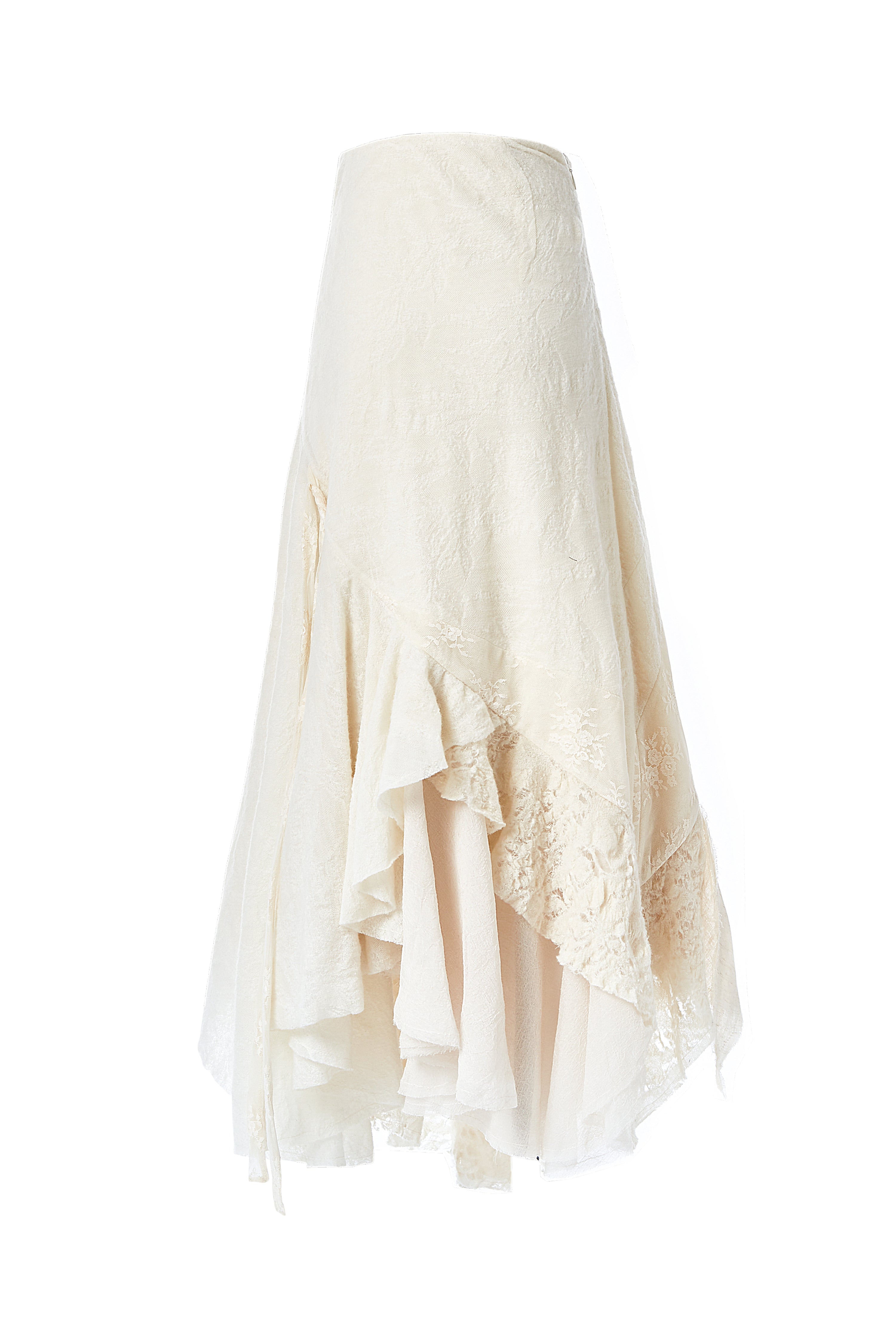 Elywood Lace Patchwork Shredded Skirt